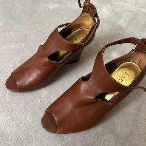 Ralph Lauren Brown Leather Wedges